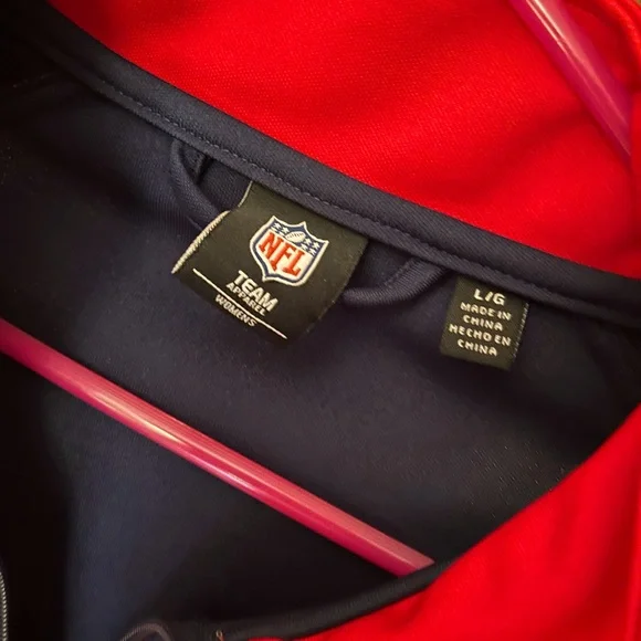 NFL NE Patriots dark Navy and Red Bomber Jacket unisex Women’s Lg - Picture 2 of 5